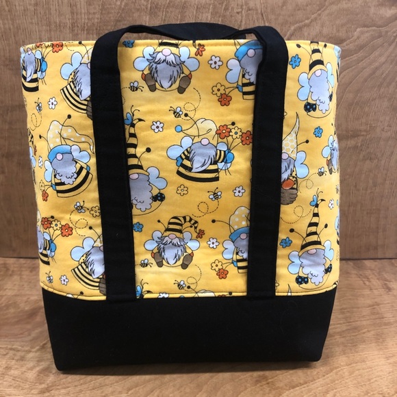 1 LEFT Host Pic! Bumblebee Gnome Canvas Tote Bag Small Yellow Black Handmade - Picture 2 of 10